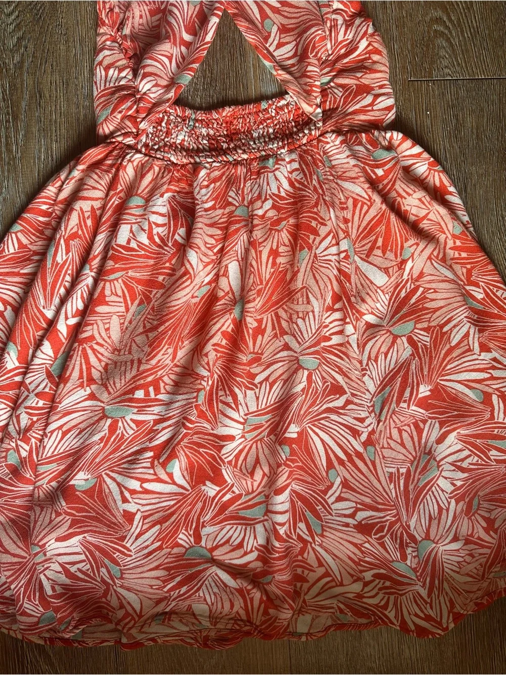 Free People Size S Orange Flower Floral Libby Convertible Halter Mini Dress